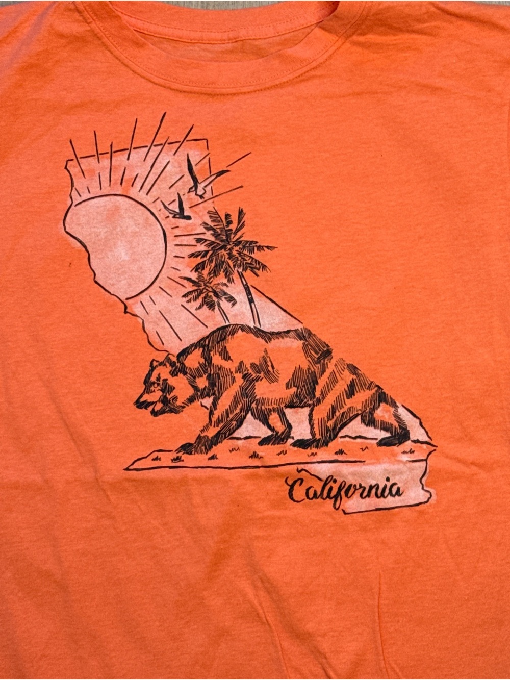 California Bear Graphic Tee - Orange womens T-Shirt Medium
